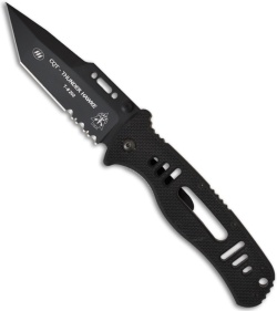TOPS Knives CQT Thunder Hawke Tanto Folding Knife (3.75" Black Serr) THK-01S