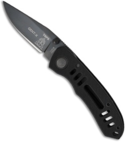TOPS Knives CQT Gent X Point Folding Knife (2.5" Black Plain) GENT-X