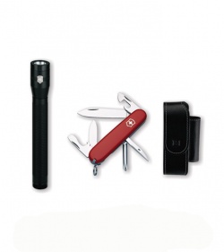Victorinox Swiss Army Knife Red Tinker w/ LED Leather Pouch 58327
