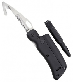 Tool Logic SL6 Rescue Knife w/ Flashlight, Punch, Whistle (3" Serr)