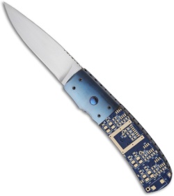 Bill King Custom Automatic Knife w/ Blue Circuit Chip (2.875" Satin Plain)