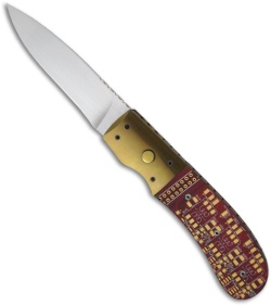 Bill King Custom Automatic Knife w/ Red Circuit Chip (2.875" Satin Plain)