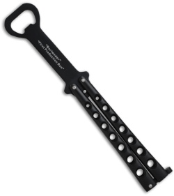 The Bartender "Bottle-Fly" Butterfly Knife Bottle Opener (Black)