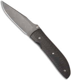 Brad Zinker Clip Point Folder w/ Lightning Strike Carbon Fiber (3.5" Plain)