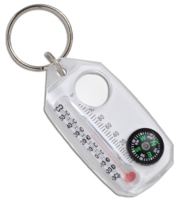 Explorer Keychain Thermometer Compass & Magnifying Glass