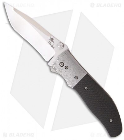 Kirby Lambert Incinerator Knife w/ Damascus & Carbon Fiber Handle (3.875" Plain)