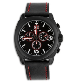 Lum-Tec M48 MVD Luminous Men's Chronograph Watch w/ PVD Coating (Red)