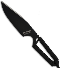 Meyerco Besh Wedge Fixed Blade Neck Knife w/ Cord Wrap Handle (Black PLN)