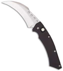 Reese Weiland Custom Hawk Automatic Knife w/Yellow Lip Pearl Button (Hand Satin)