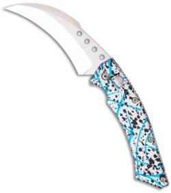 Reese Weiland Custom Splash Hawk Automatic Knife (Polished) Turquoise/Black