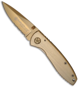 Smith & Wesson Gold Executive Folding Pocket Knife (2.75" Serr) CK110GLS