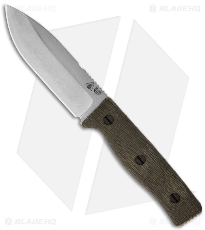 Survive! Knives GSO 4.1 Knife Green Micarta Fixed Blade (4.25" M390) FN Blade HQ