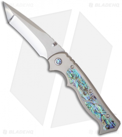 Walter Brend Custom Marauder Knife Titanium Framelock w/ Abalone (3.88" Tanto)