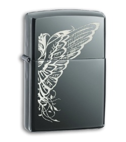 Zippo Lighter - Zippo Wings Butterfly 24802 Black Ice