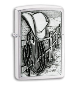 Zippo Lighter - Resting Cowboy 24879 Brushed Chrome