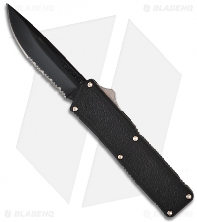 Lightning D/A OTF Black Automatic Knife (3.5" Black Serr)