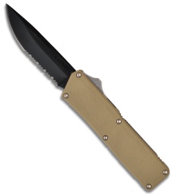 Lightning D/A OTF Tan Automatic Knife (3.5" Black Serr)