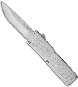 Lightning  Silver D/A OTF Automatic Knife (3.5" Satin Serr)