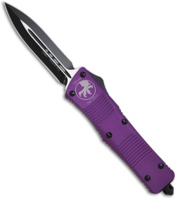Microtech Purple Combat Troodon OTF D/E Dagger Knife (3.8" Black Plain) 142-1PR