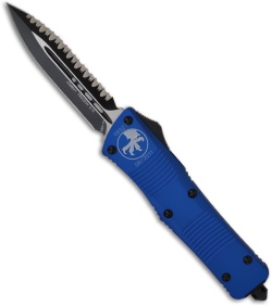 Microtech Blue Combat Troodon OTF D/E Dagger Knife (3.8" Black Full Ser) 142-3BL