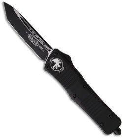 Microtech Combat Troodon Automatic OTF Knife Tanto (3.8" Black Plain) 144-1T