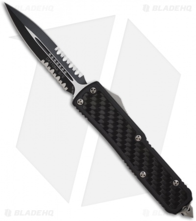 Microtech Daytona D/A OTF D/E Knife w/ Carbon Fiber (3.25" Black Serr) 126-2