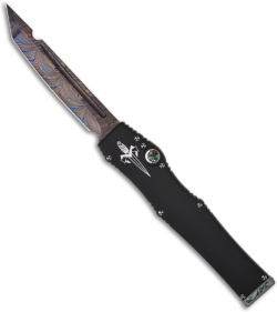 Microtech Marfione Custom Halo V Knife OTF Automatic Tanto (Blued Damascus) #9