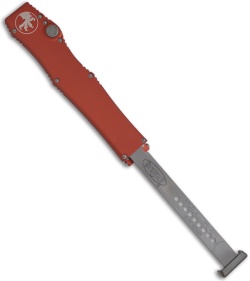 Microtech Orange Halo V OTF Automatic Tanto Knife (4.6" Black Full Serr) 150-3OR