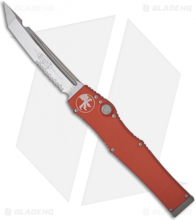 Microtech Orange Halo 5 V OTF Automatic Tanto Knife (4.6" Satin Serr) 150-5OR