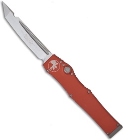 Microtech Orange Halo V OTF Automatic Tanto Knife (4.6" Stonewash Plain) 150-10O