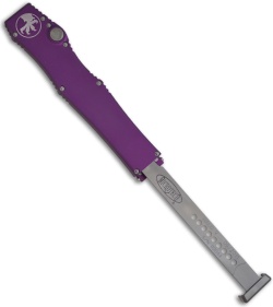Microtech Purple Halo 5 V OTF Automatic Tanto Knife (4.6" Bead Serr) 150-8PR