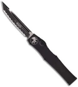 Microtech Halo 5 V OTF Automatic Knife Tanto T/E (4.6" Black Full Serr) 150-3T