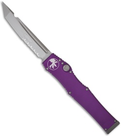 Microtech Purple Halo 5 V OTF Automatic Tanto Knife (4.6" Bead Serr) 150-8PR