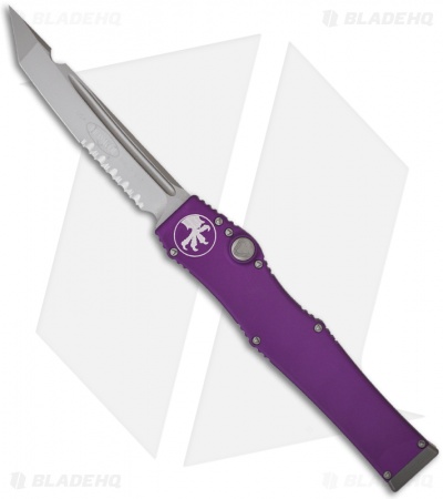 Microtech Purple Halo 5 V OTF Automatic Tanto Knife (4.6" Bead Serr) 150-8PR