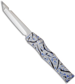 Microtech Custom Splash Halo V Knife OTF (4.6" Polished Plain) Blue/Silver