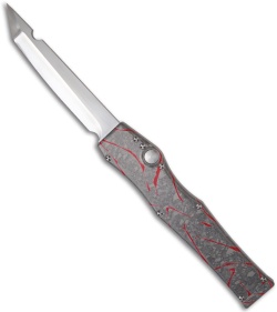 Microtech Custom Splash Halo V 5 Knife OTF (4.6" Polished Plain) Gray/Red
