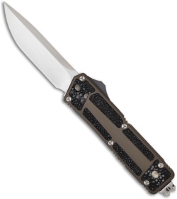 Marfione Custom Microtech Scarab OTF Knife Brown w/ Stingray Inlays (Hand Satin)