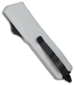 Microtech Scarab Executive Silver OTF Tanto Knife (3.5" Black Plain) 108-1W