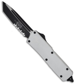 Microtech Scarab Executive Silver OTF Tanto Knife (3.5" Black Serr) 108-2W