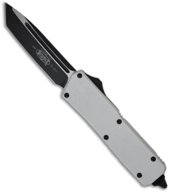 Microtech Scarab Executive Silver OTF Tanto Knife (3.5" Black Plain) 108-1W