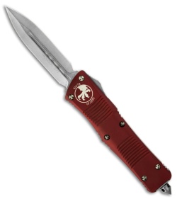 Microtech Troodon D/E OTF Red Automatic Knife (3" Stonewash Plain) 138-10RD
