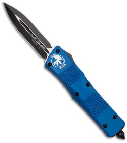 Microtech Blue Troodon D/E OTF Automatic Knife (3" Black Plain) 138-1BL