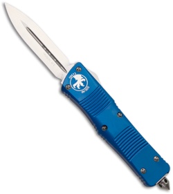 Microtech Blue Troodon D/E OTF Automatic Knife (3" Satin Plain) 138-4BL