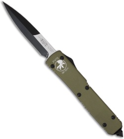 Microtech Green Ultratech OTF Bayonet Automatic Knife (3.4" Black Plain) 120-1GR