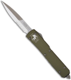 Microtech Green Ultratech OTF Bayonet Automatic Knife (3.4" Satin Serr) 120-5GR