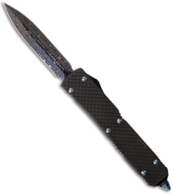 Microtech Ultratech Carbon Fiber D/E OTF Automatic Knife (3.4" Blued Damascus)