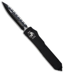 Microtech Ultratech OTF Knife Tactical D/E Blade (3.44" Black Serr) 122-3T