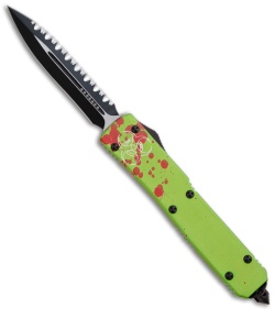 Microtech Ultratech OTF Knife Zombie Tech D/E (3.5" Black Serr) 122-3Z *USED*