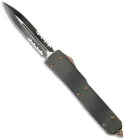 Microtech Green Camo Ultratech OTF D/E Automatic Knife (3.4" Serr) 122-2GC