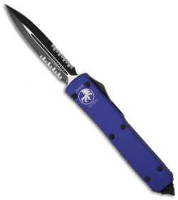 Microtech Ultratech OTF Knife Purple D/E Dagger (3.44" Black Serr) 122-2PU